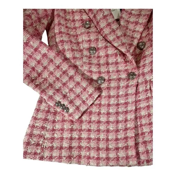 Gorgeous NEW Zara pink tweed blazer jacket | Zara work career blazer size XS - Picture 6 of 11